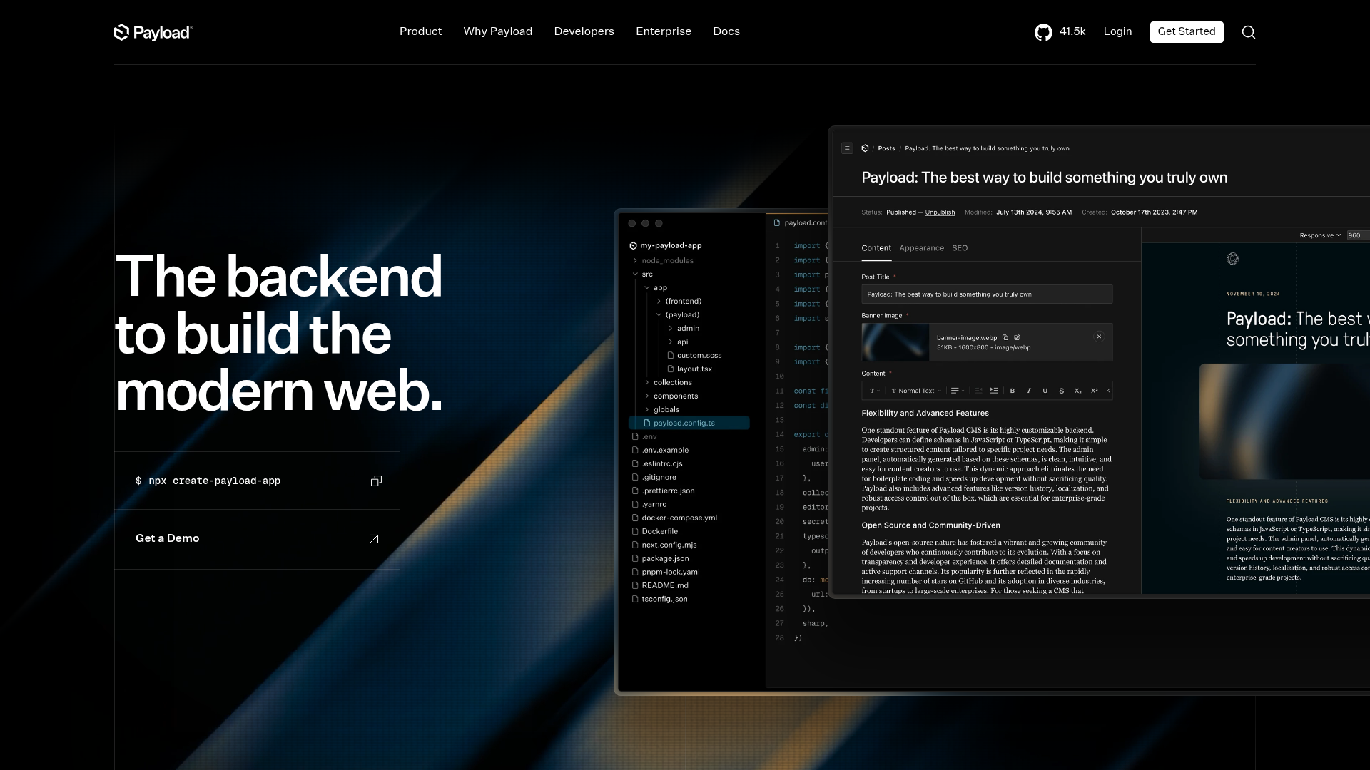 Payload CMS homepage