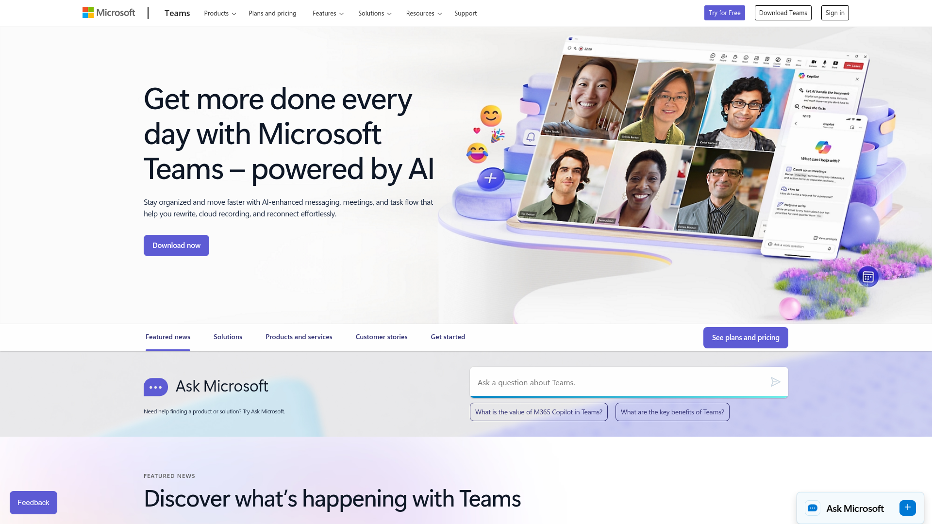 Microsoft Teams homepage