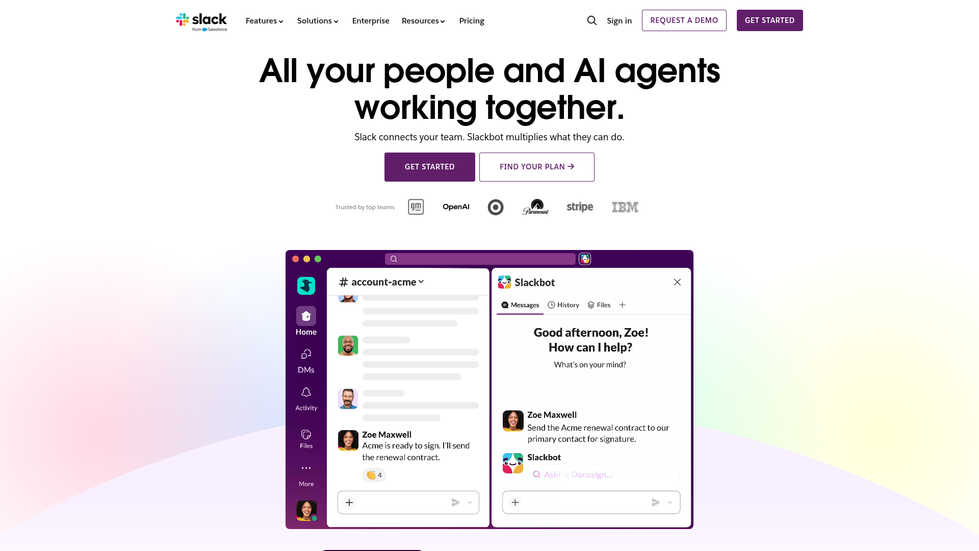 Slack homepage