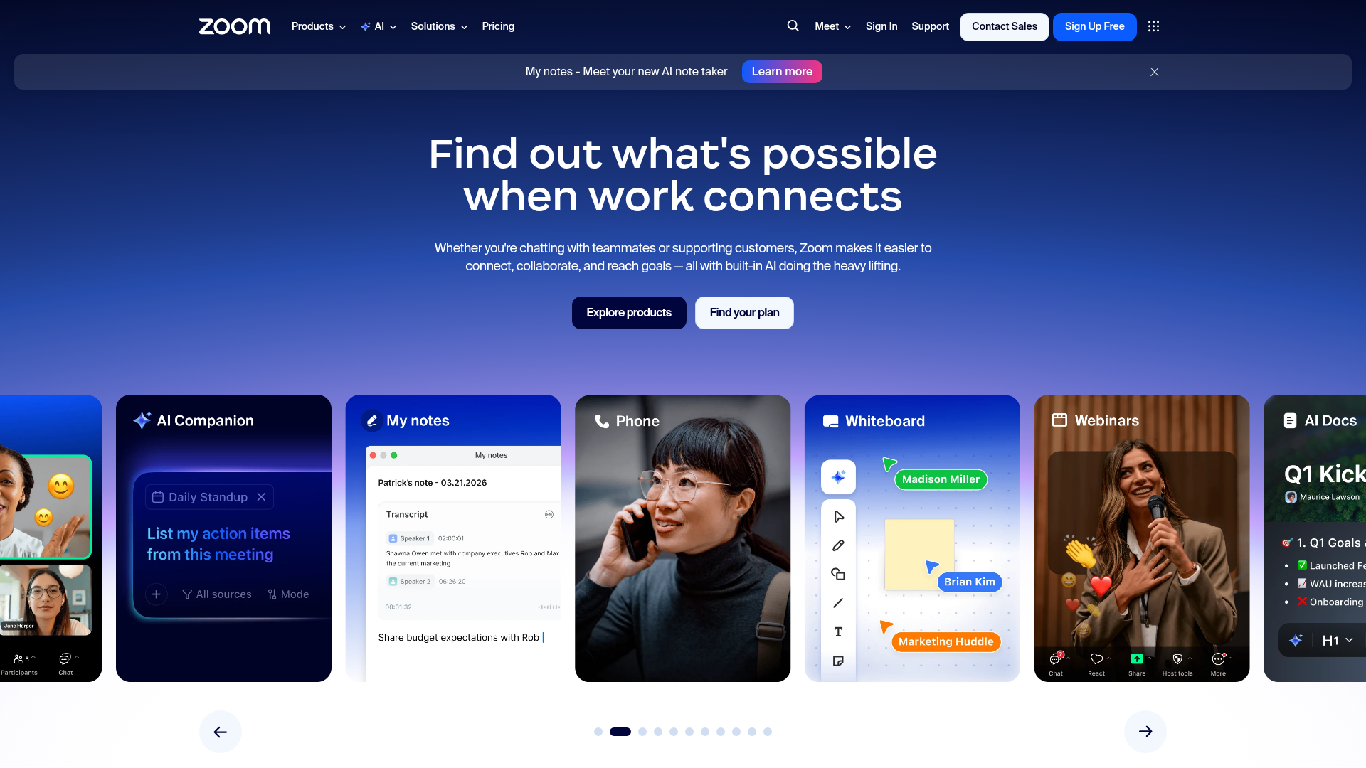 Zoom homepage