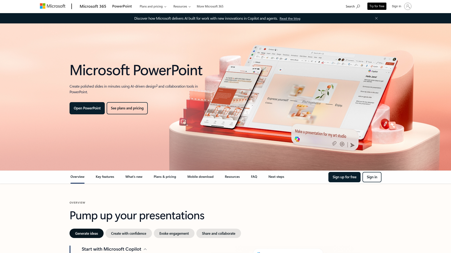 Microsoft PowerPoint homepage