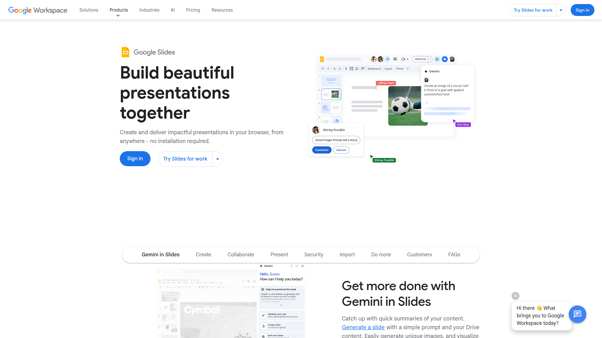 Google Slides homepage