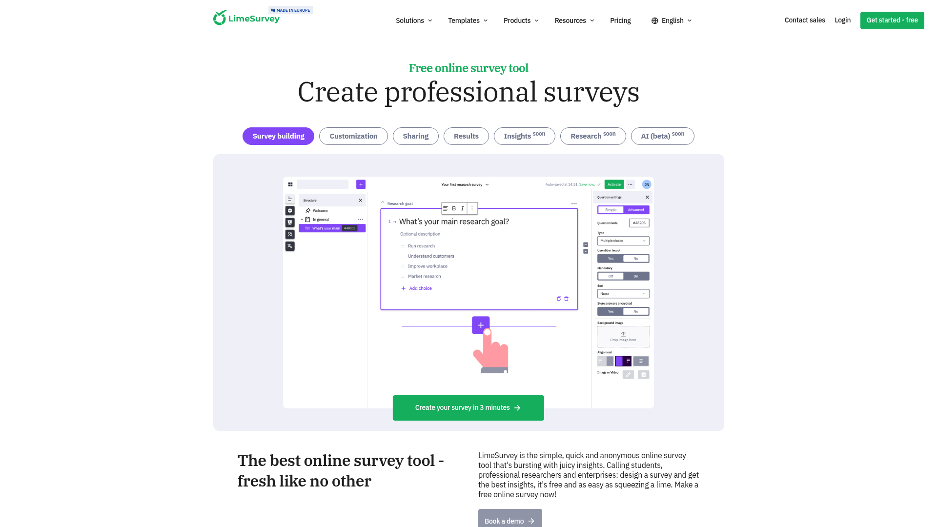 LimeSurvey homepage