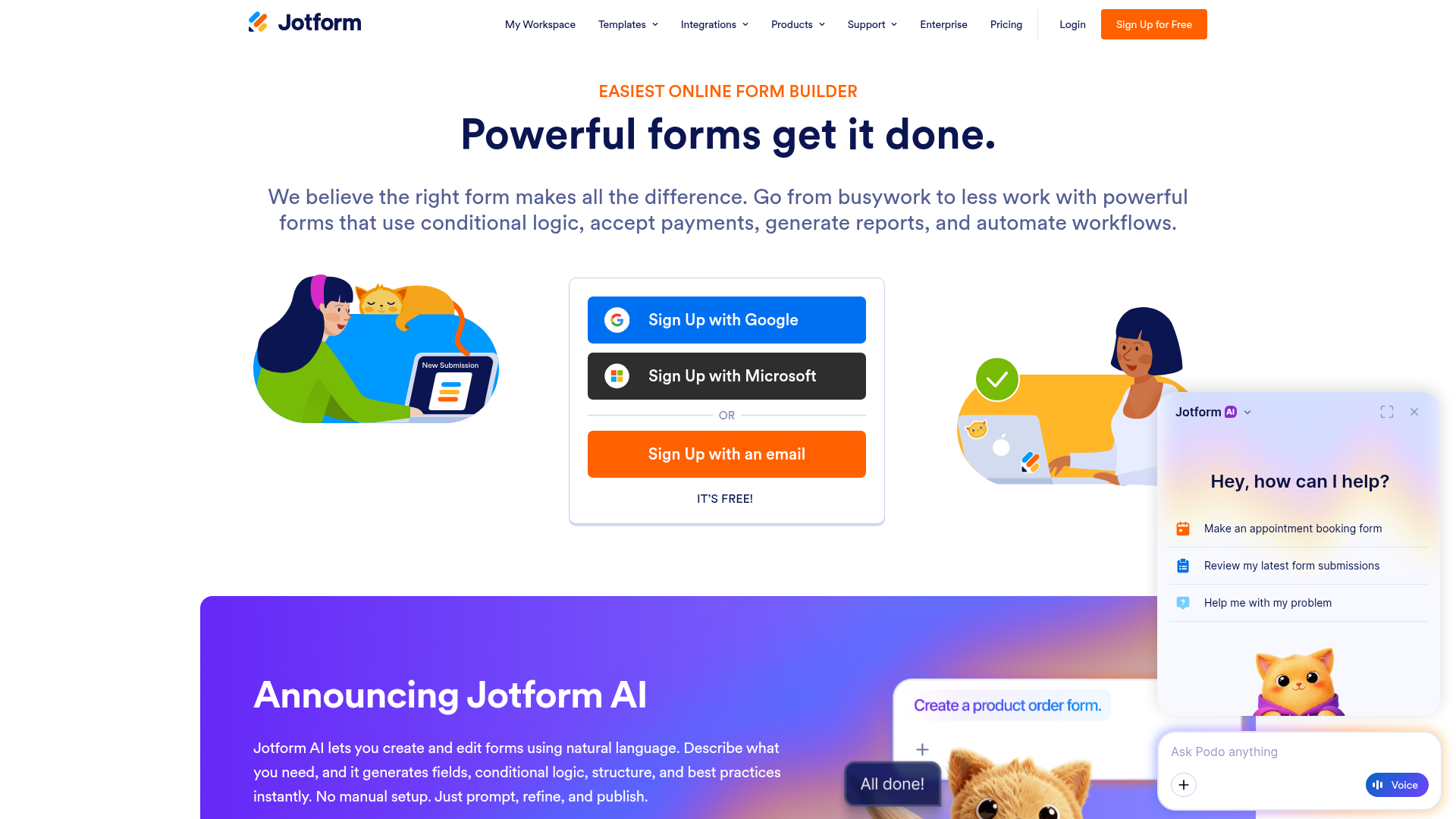 Jotform homepage