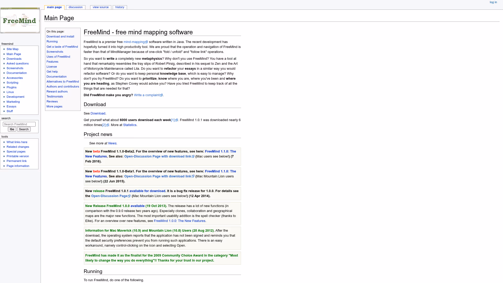 FreeMind homepage