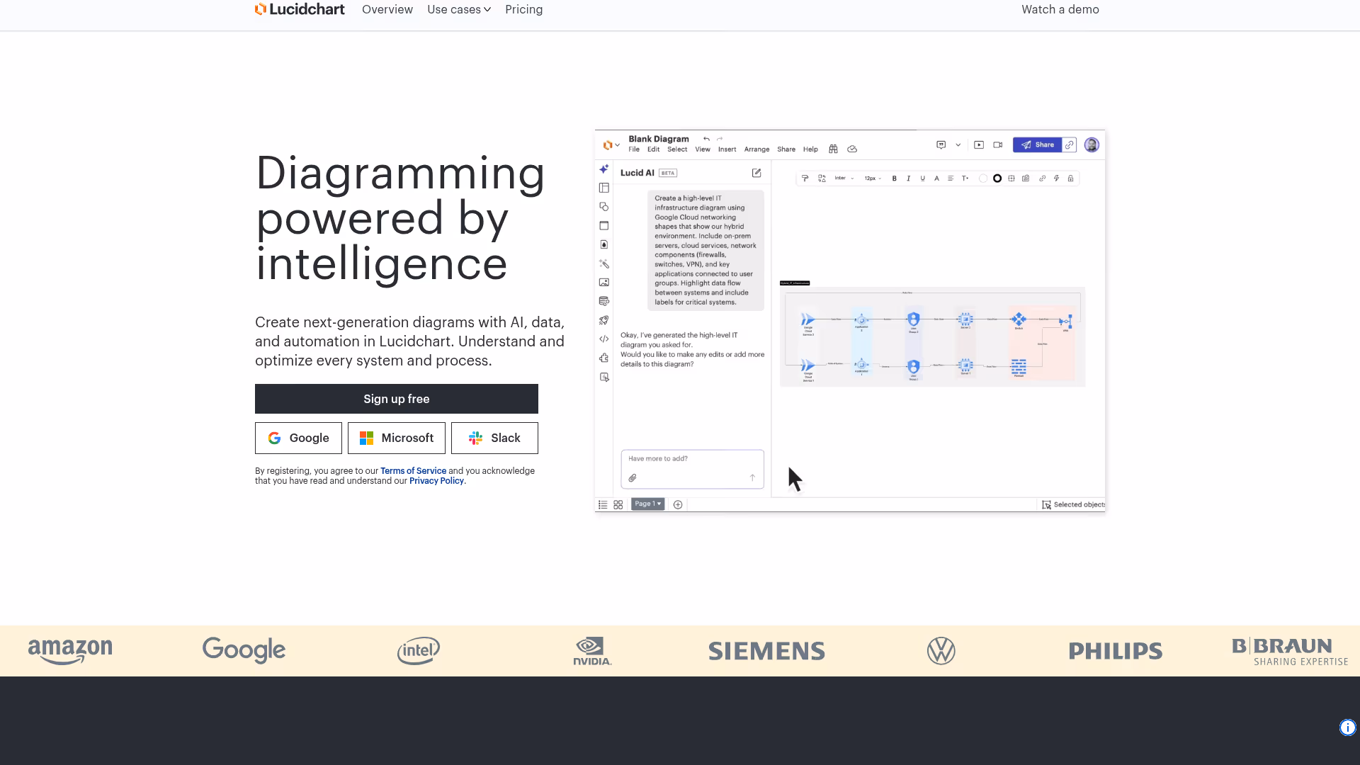 Lucidchart homepage