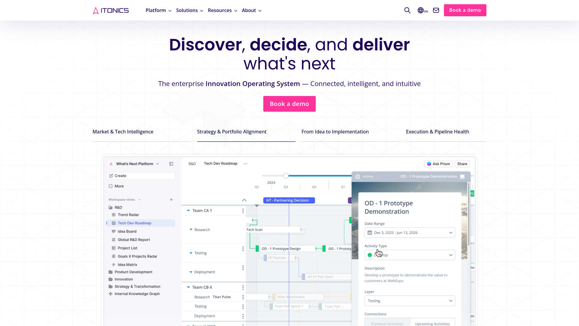ITONICS Innovation OS homepage