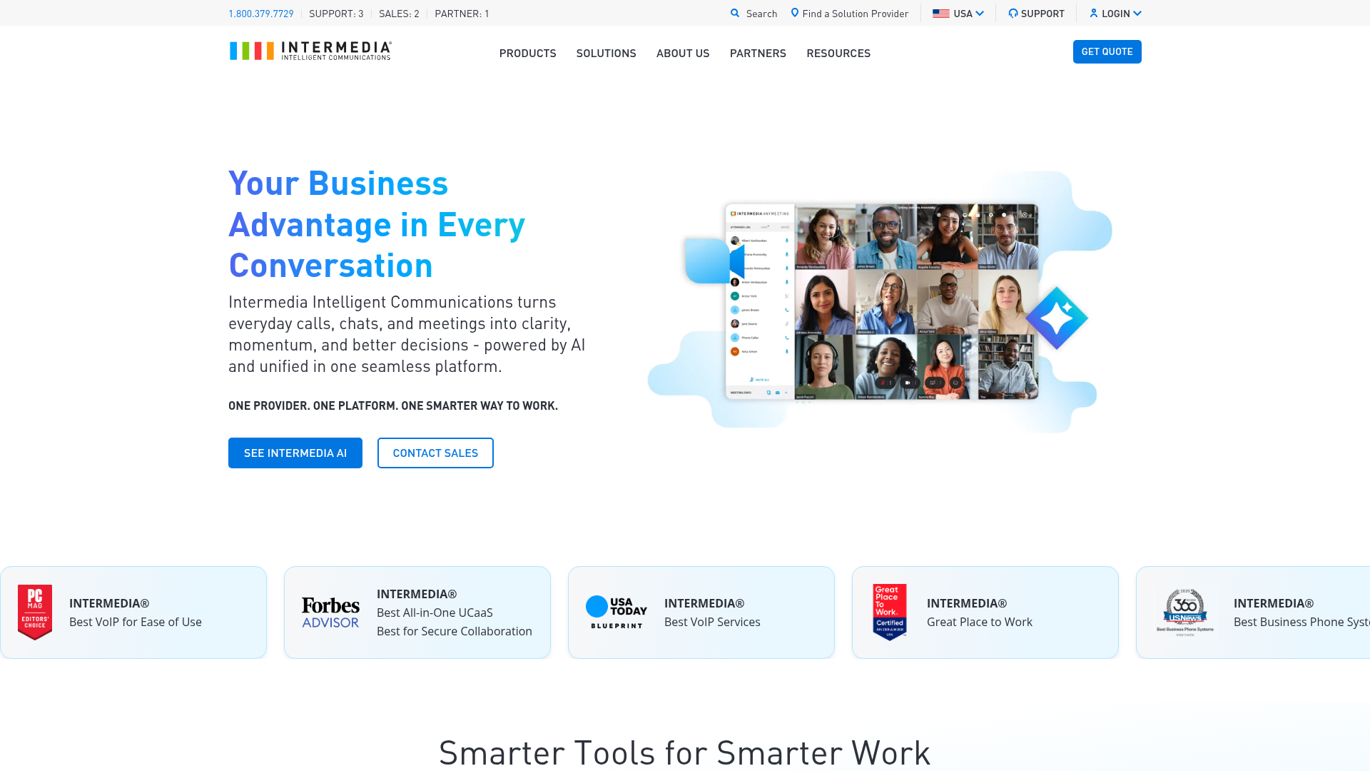 Intermedia Unite homepage