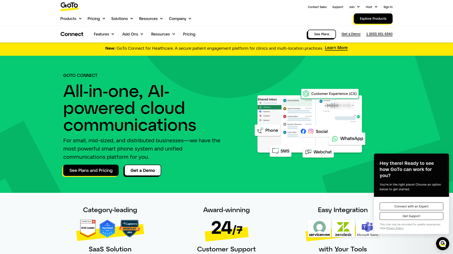 GoTo Connect homepage