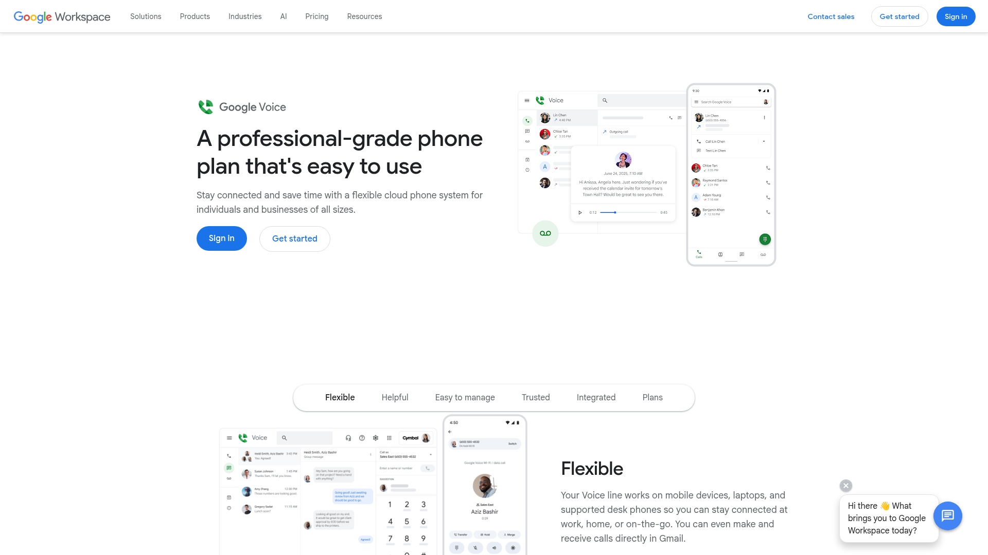 Google Voice homepage