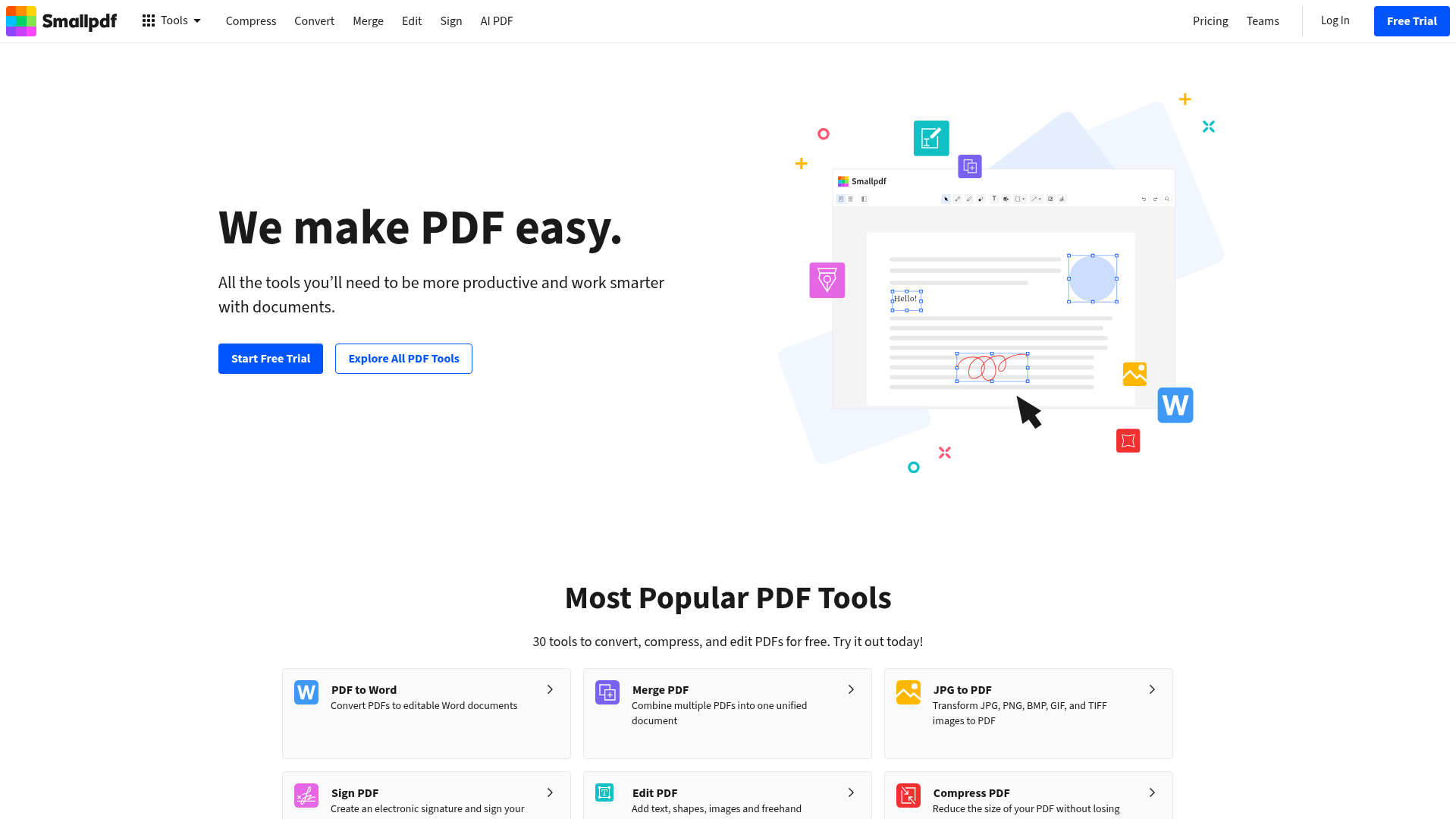 Smallpdf homepage