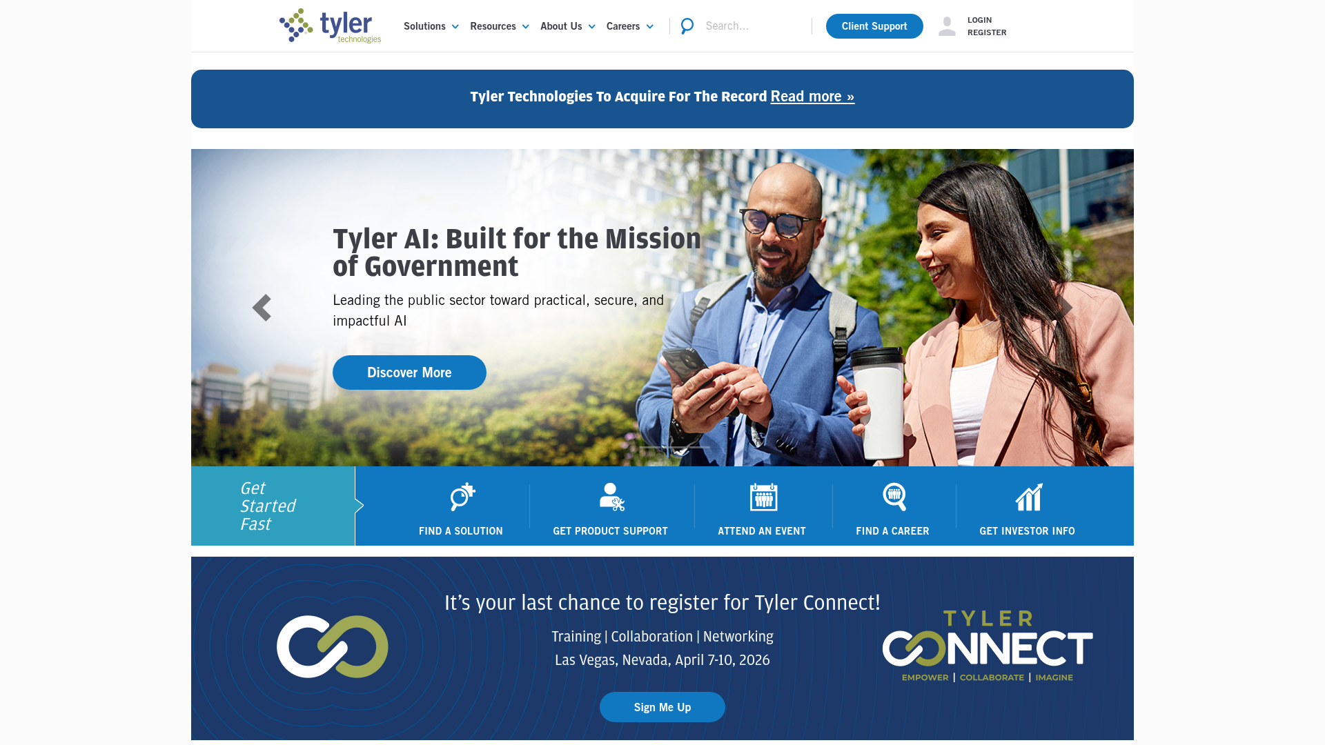 Tyler Technologies homepage