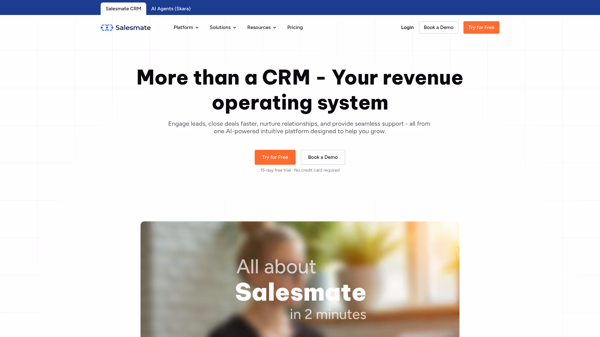 Salesmate homepage