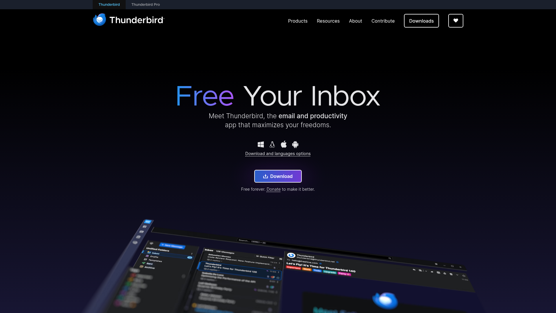 Thunderbird homepage