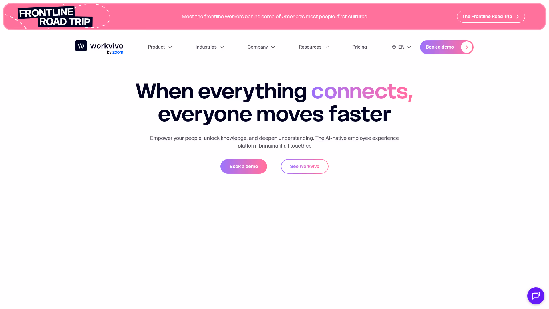 Workvivo homepage