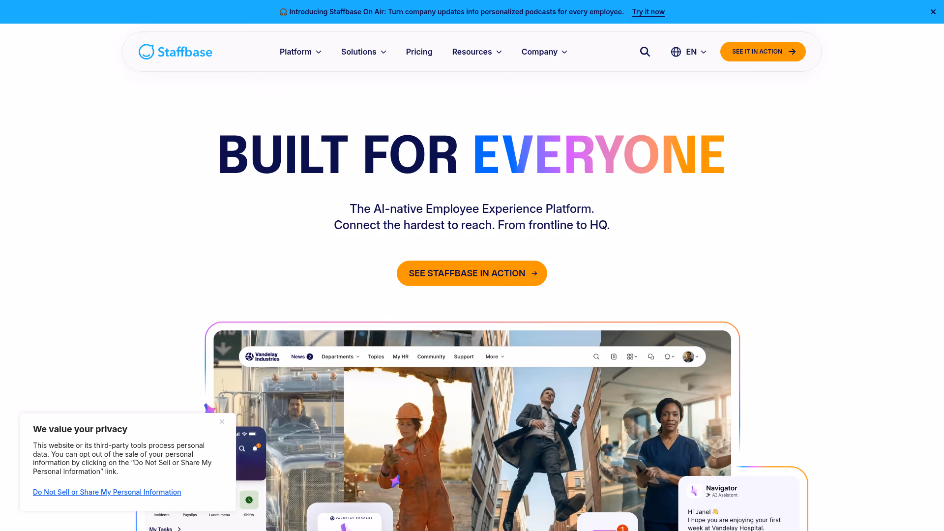 Staffbase homepage