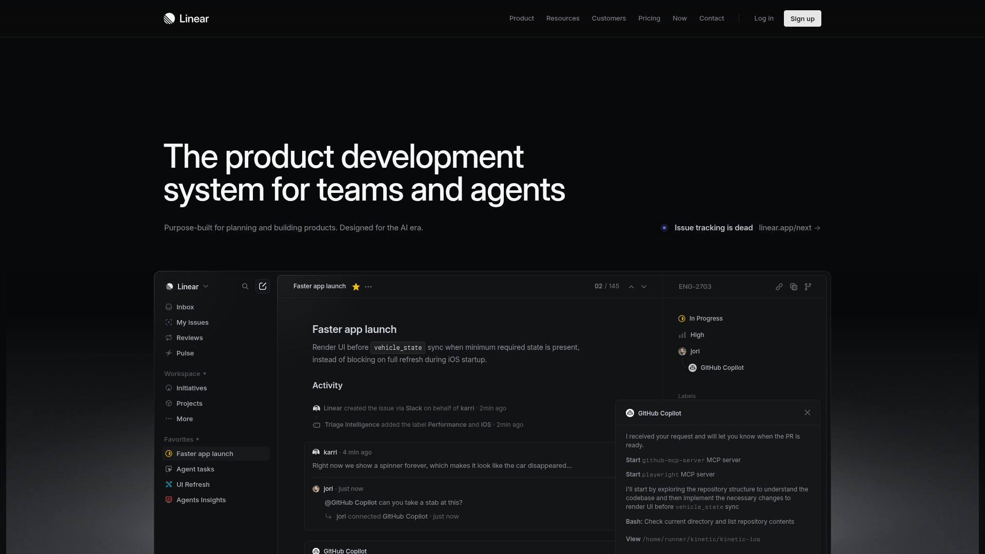 Linear homepage