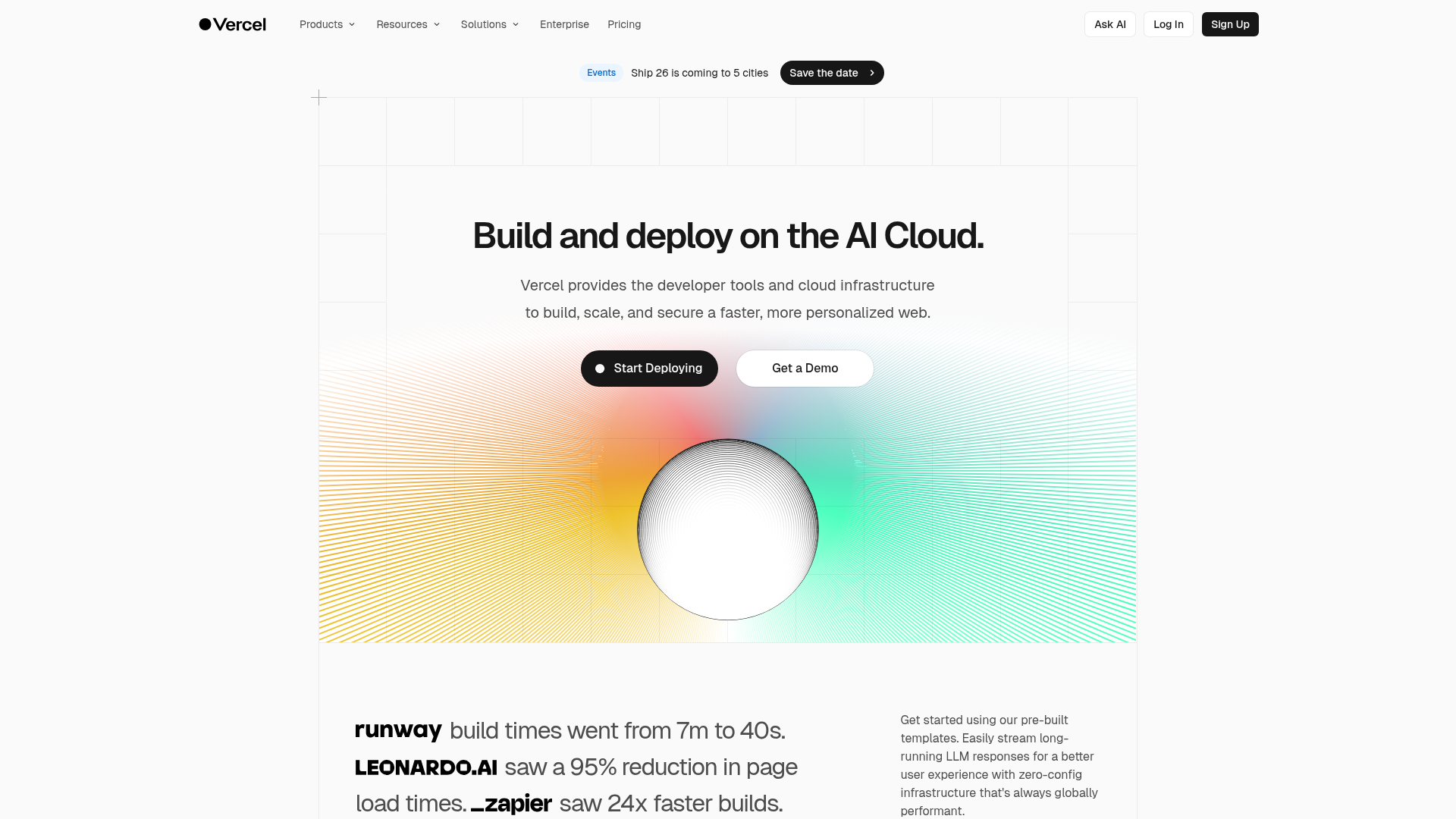Vercel homepage