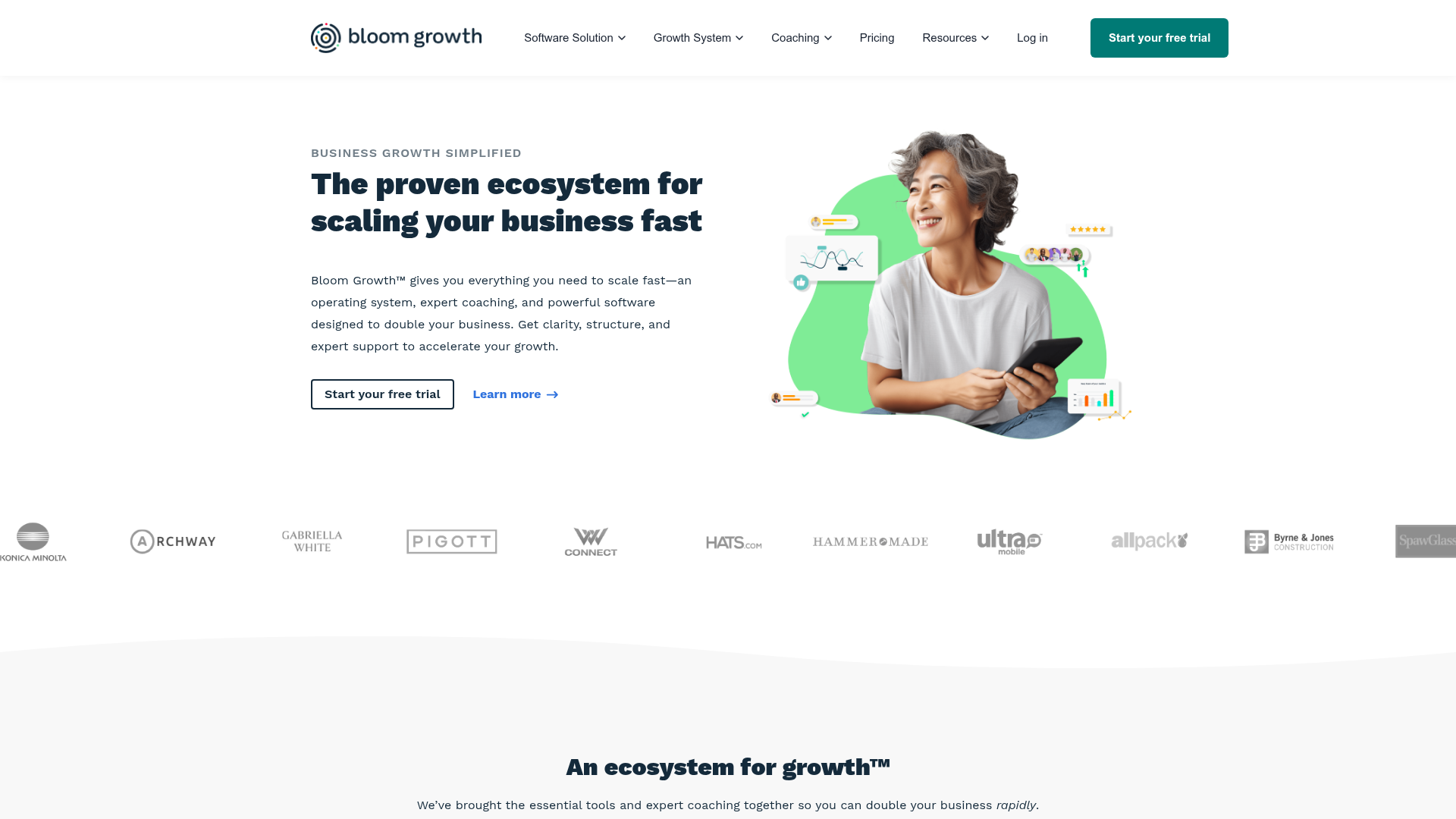 Bloom Growth homepage