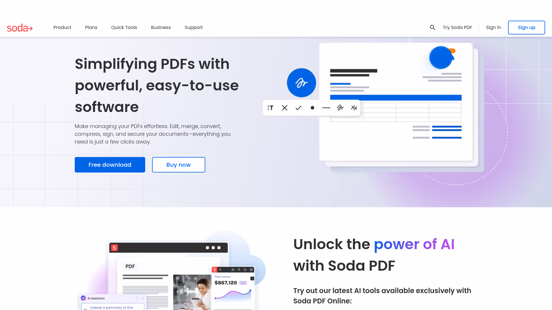 Soda PDF homepage