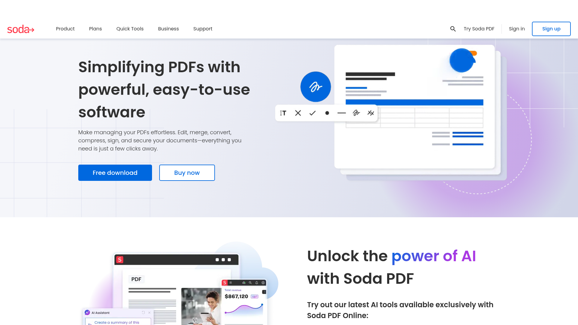 Soda PDF homepage