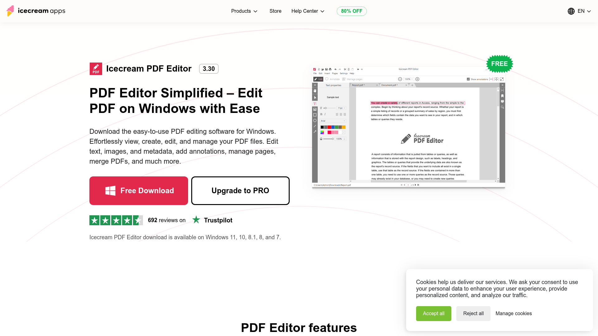 Icecream PDF Editor homepage