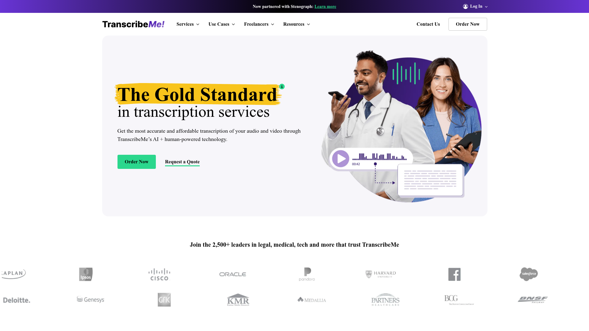 TranscribeMe homepage