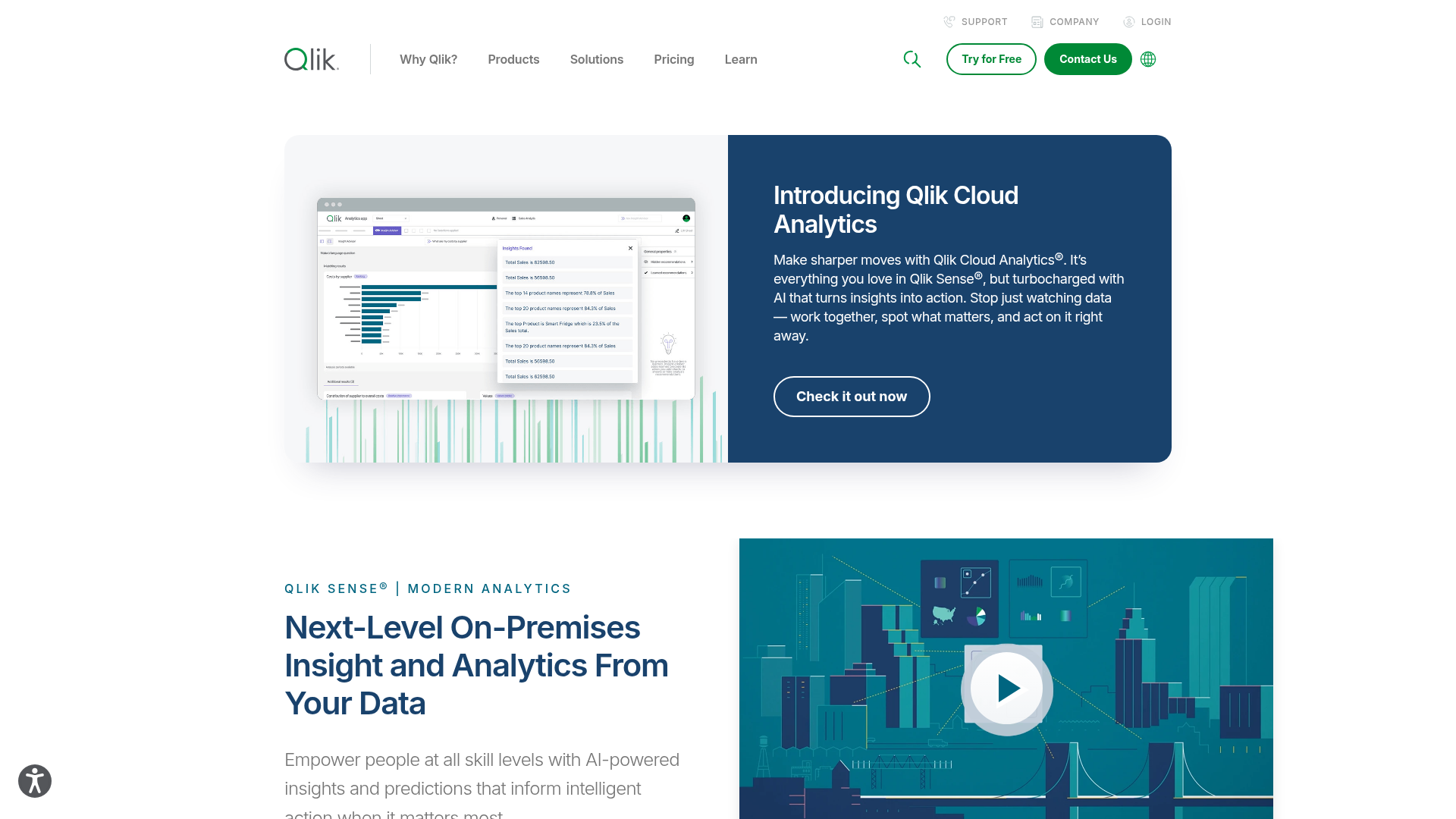 Qlik Sense homepage