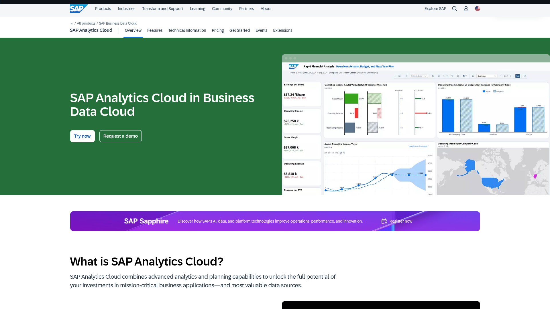 SAP Analytics Cloud homepage