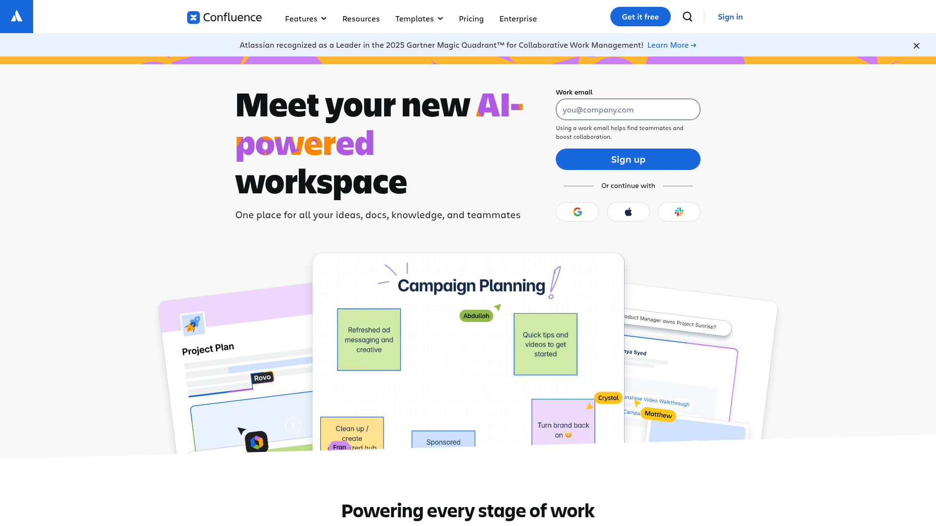 Confluence homepage