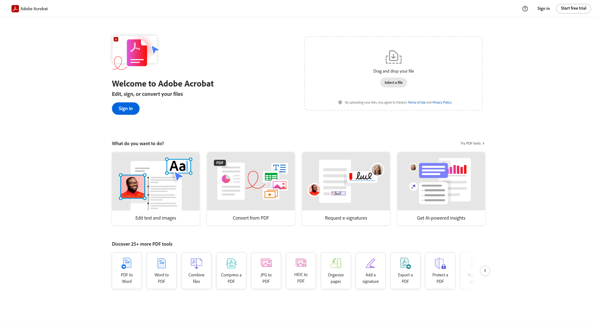 Adobe Acrobat homepage