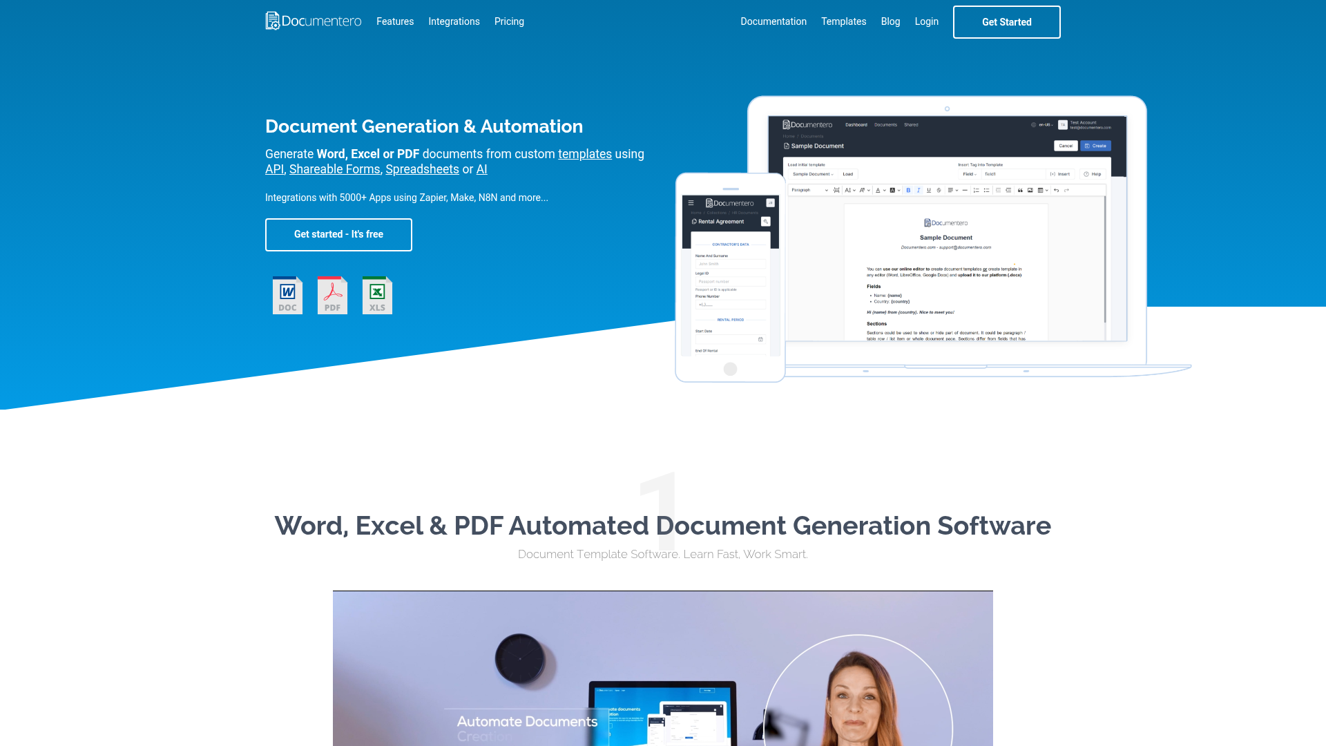 Documentero homepage