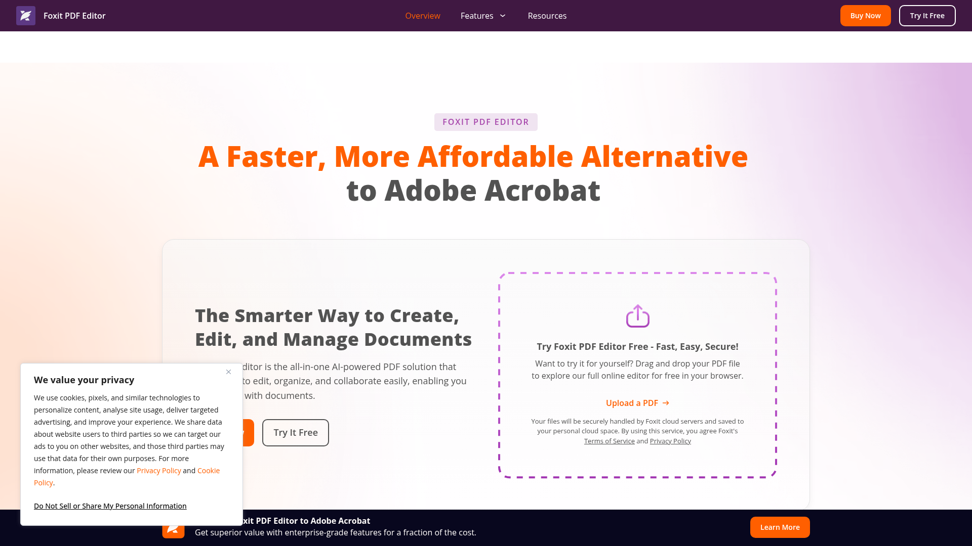 Foxit PDF Editor homepage