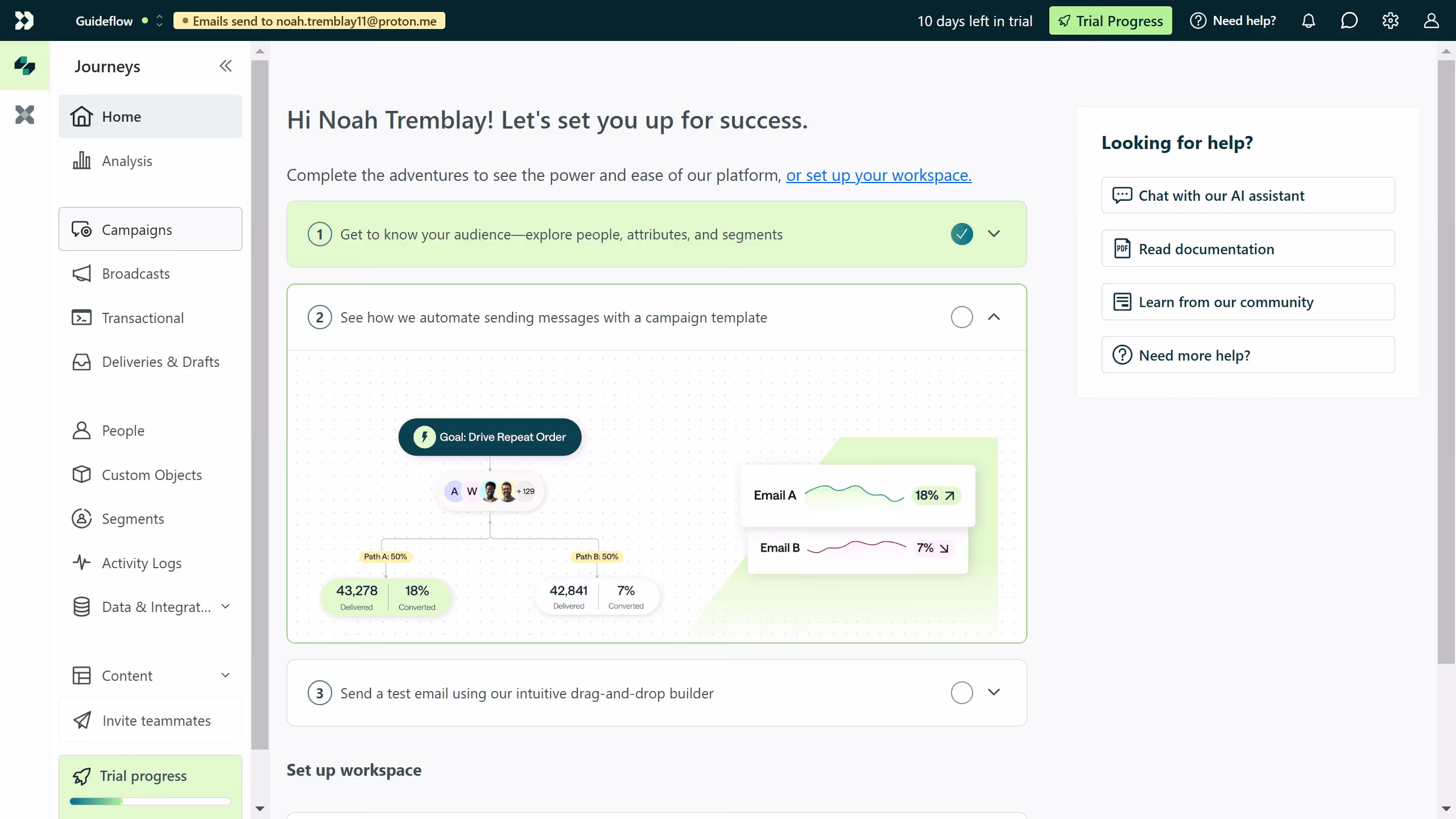 How to modify the default view in Customer.io