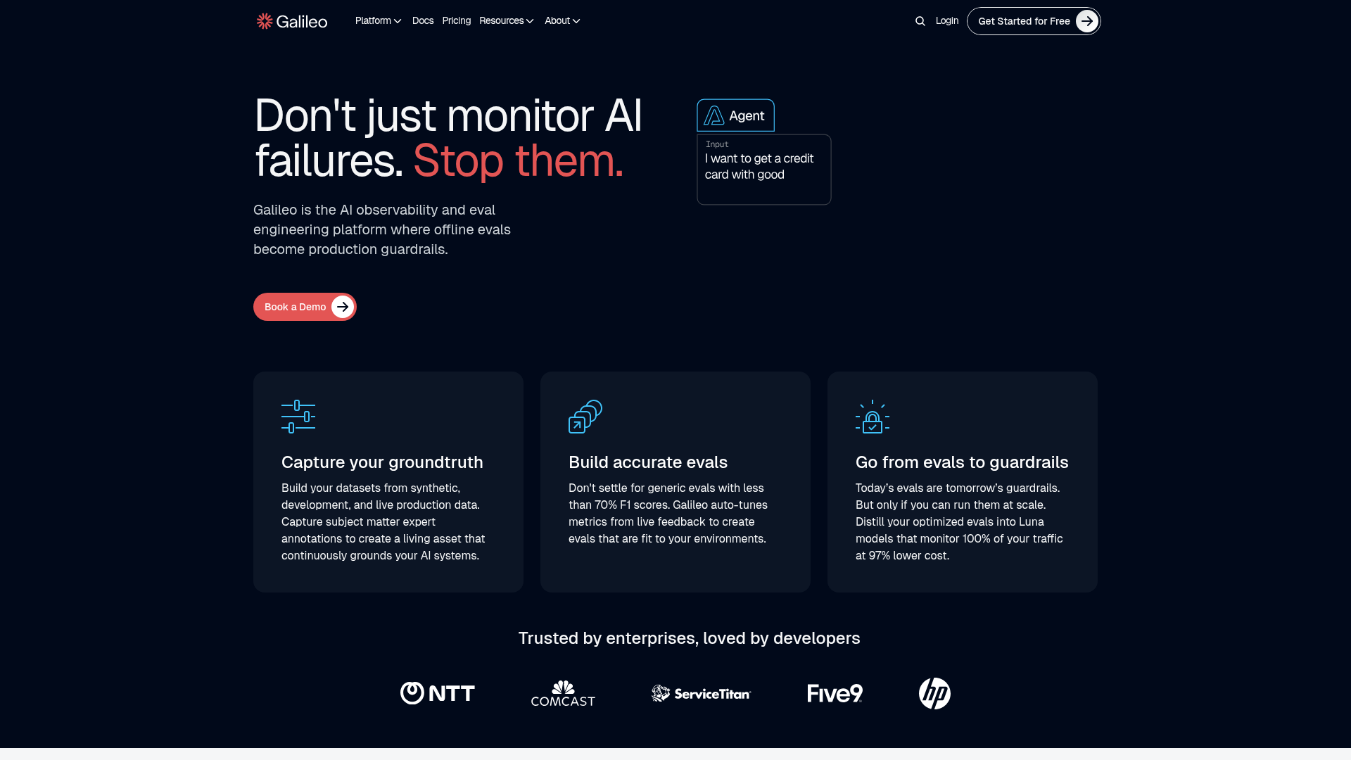 Galileo AI homepage
