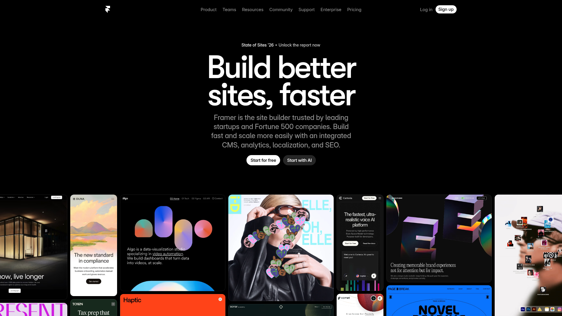 Framer homepage