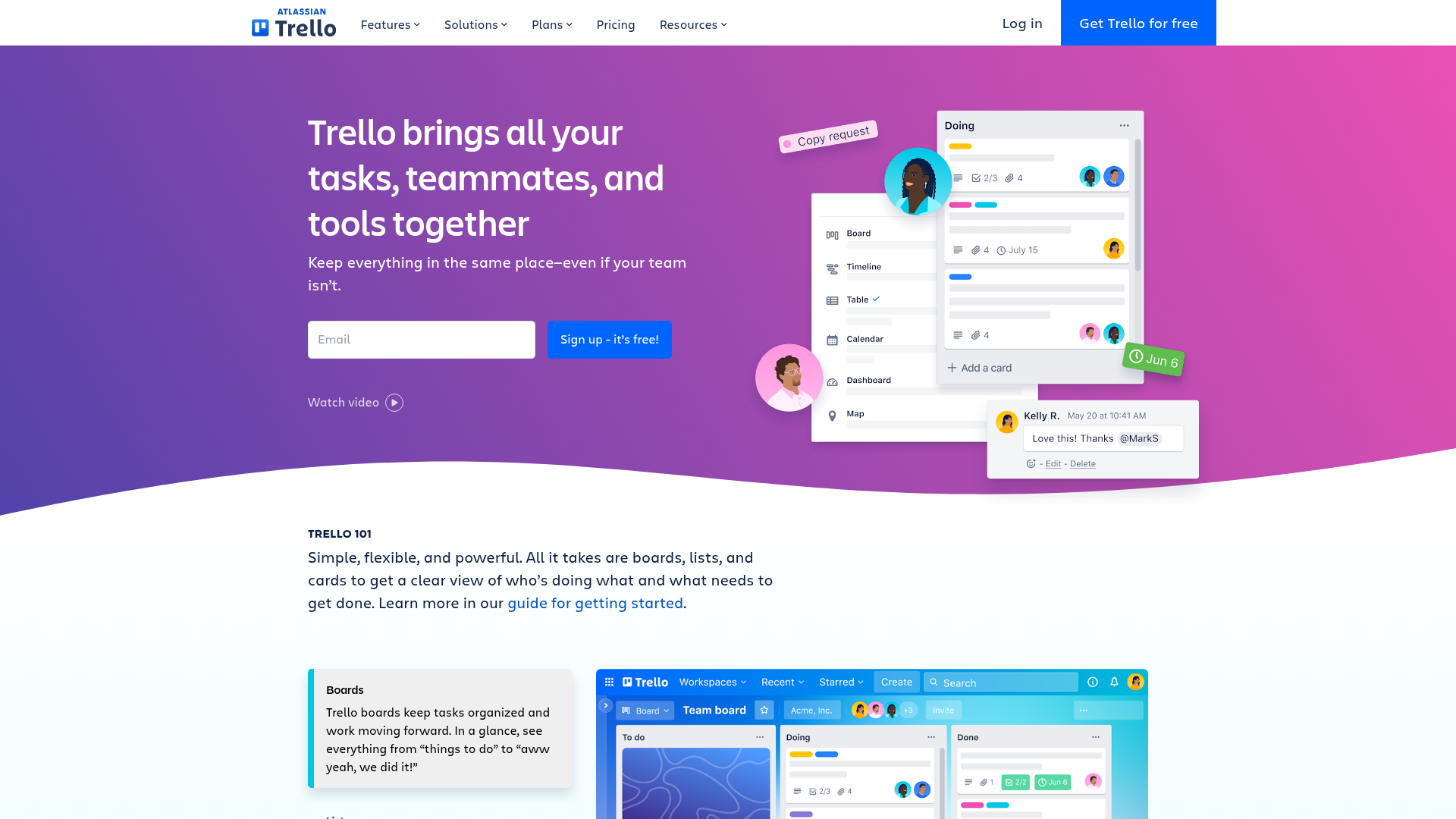 Trello homepage