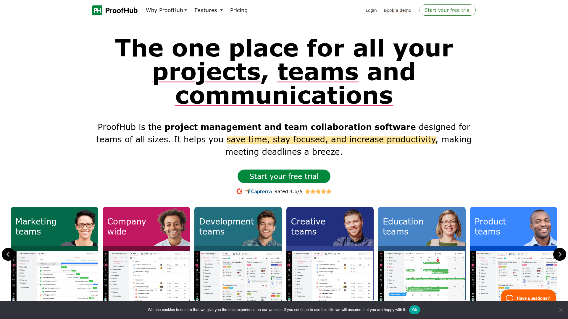 ProofHub homepage
