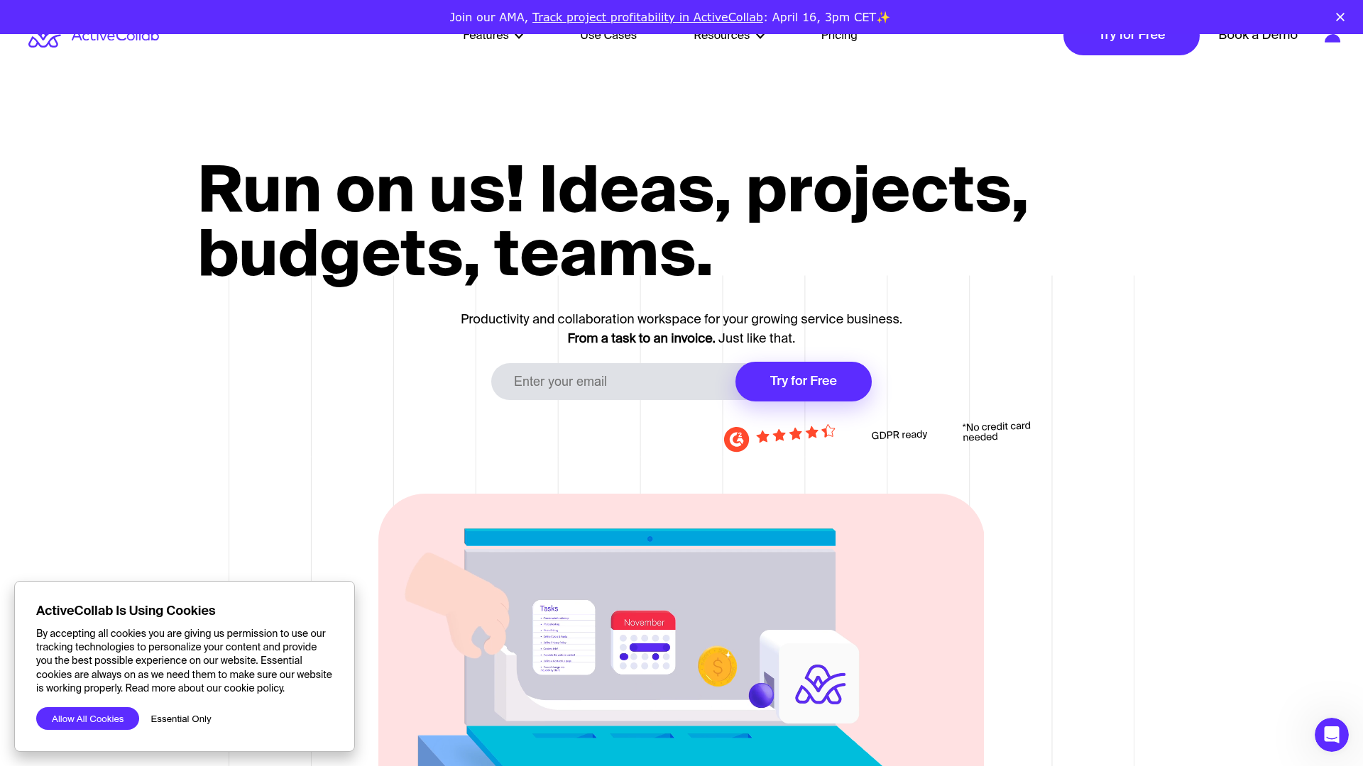 ActiveCollab homepage