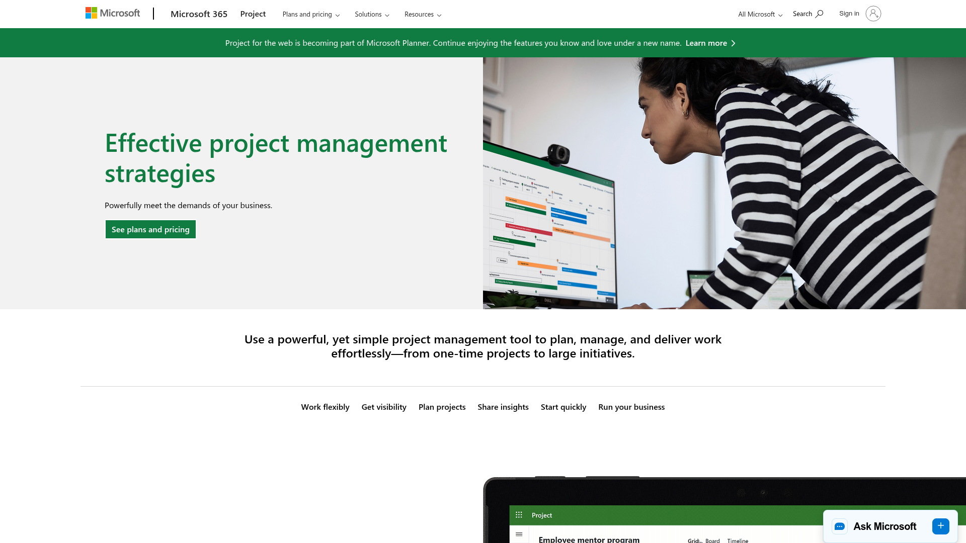Microsoft Project homepage