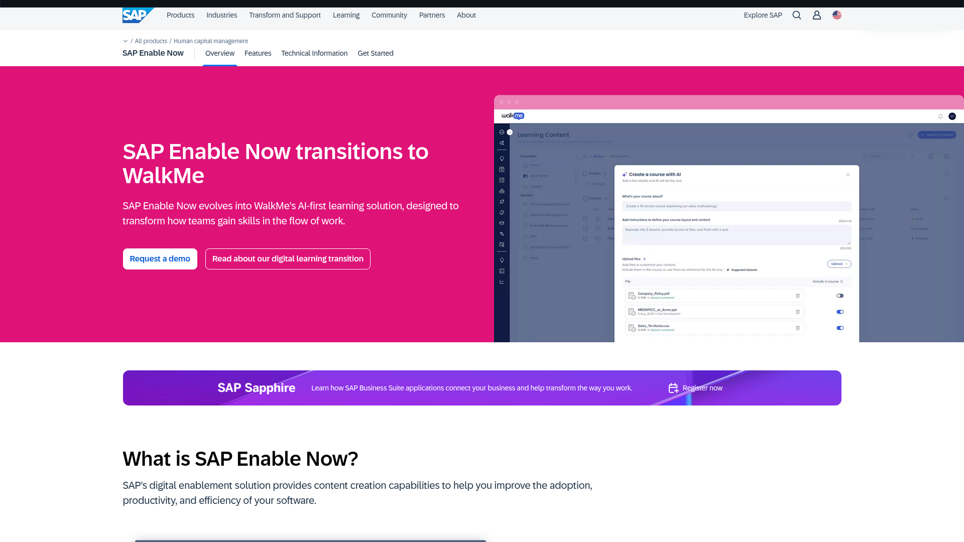 SAP Enable Now homepage