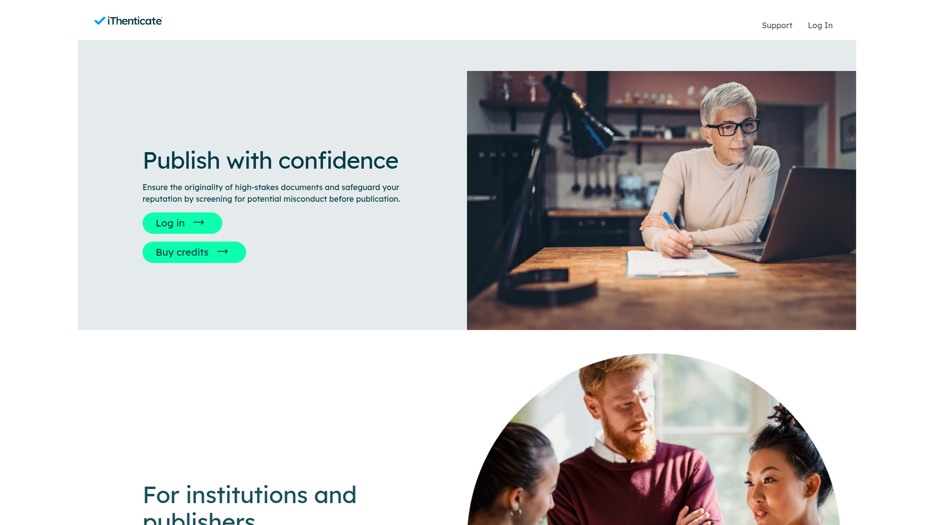 iThenticate homepage