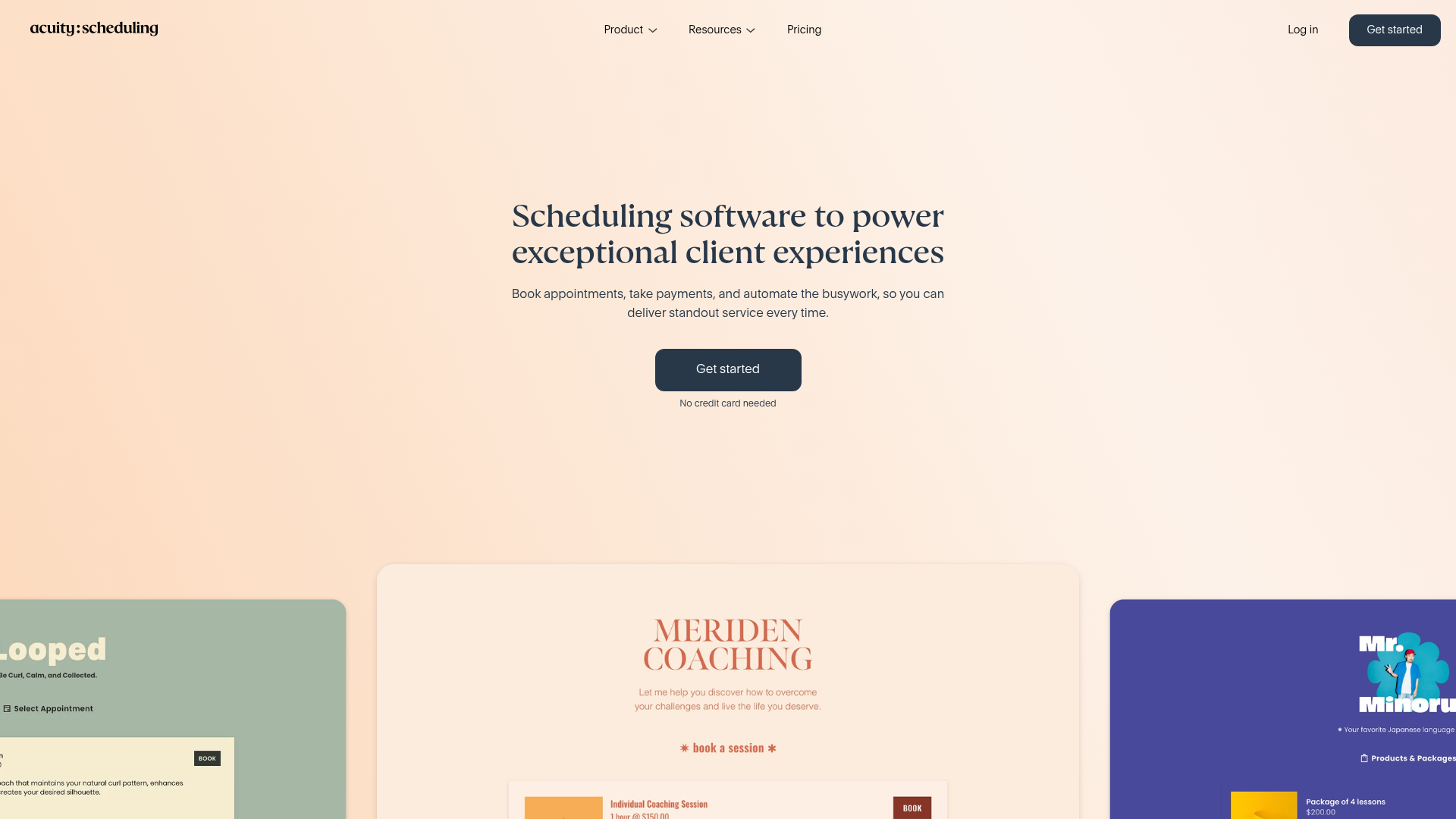 Acuity Scheduling homepage