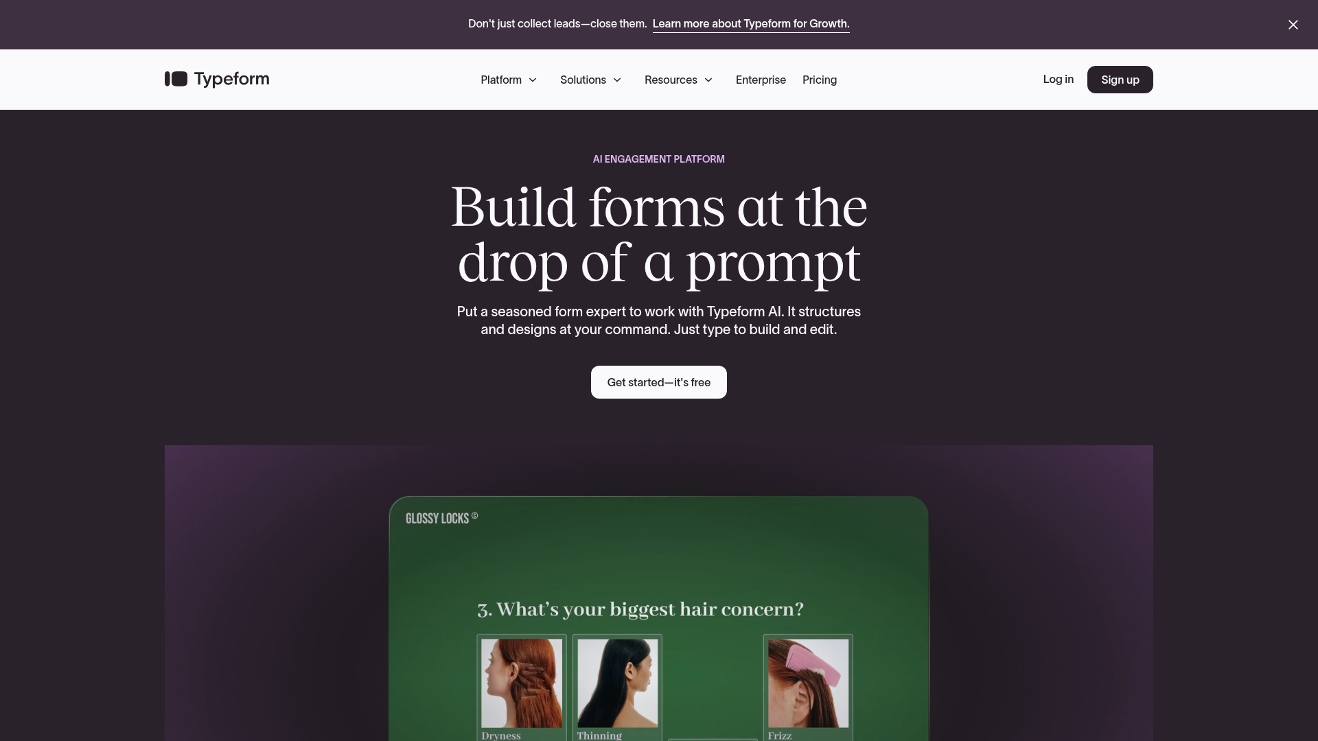 Typeform homepage