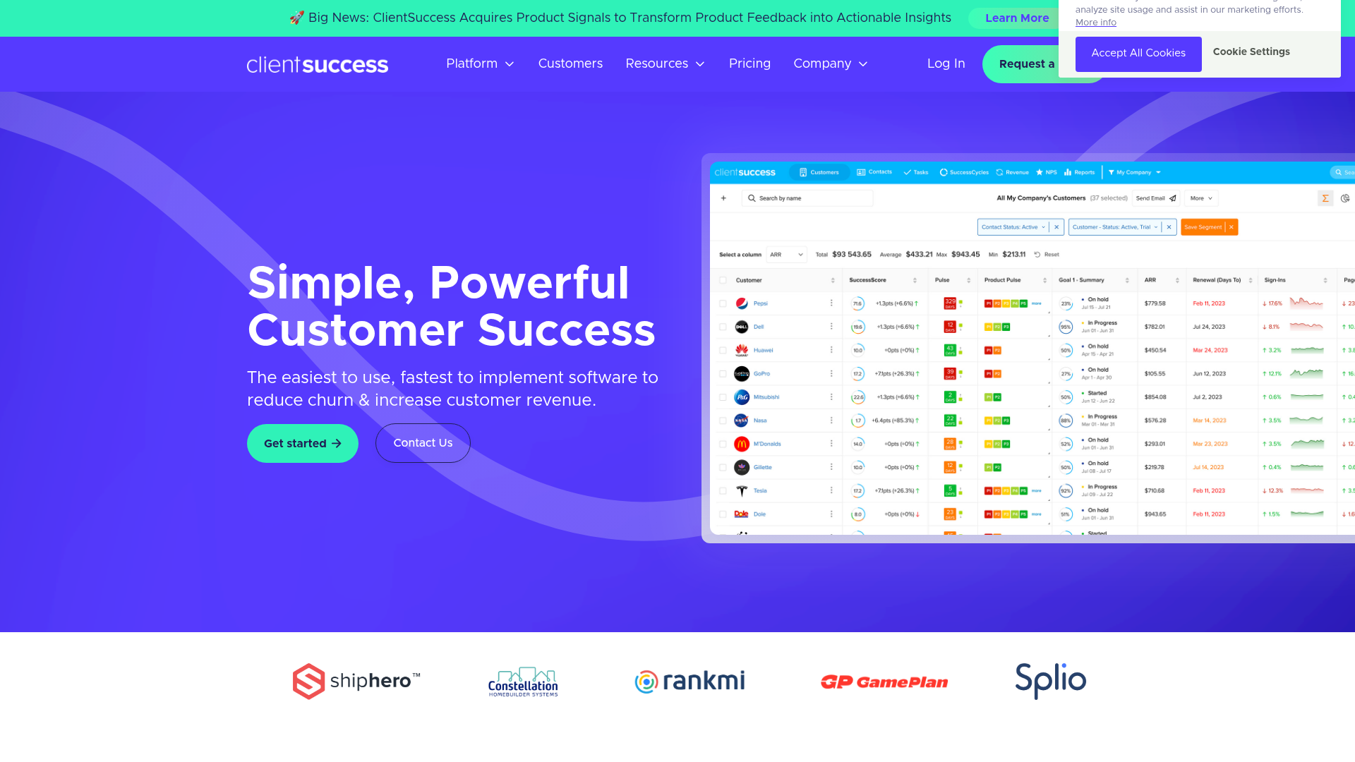 ClientSuccess homepage