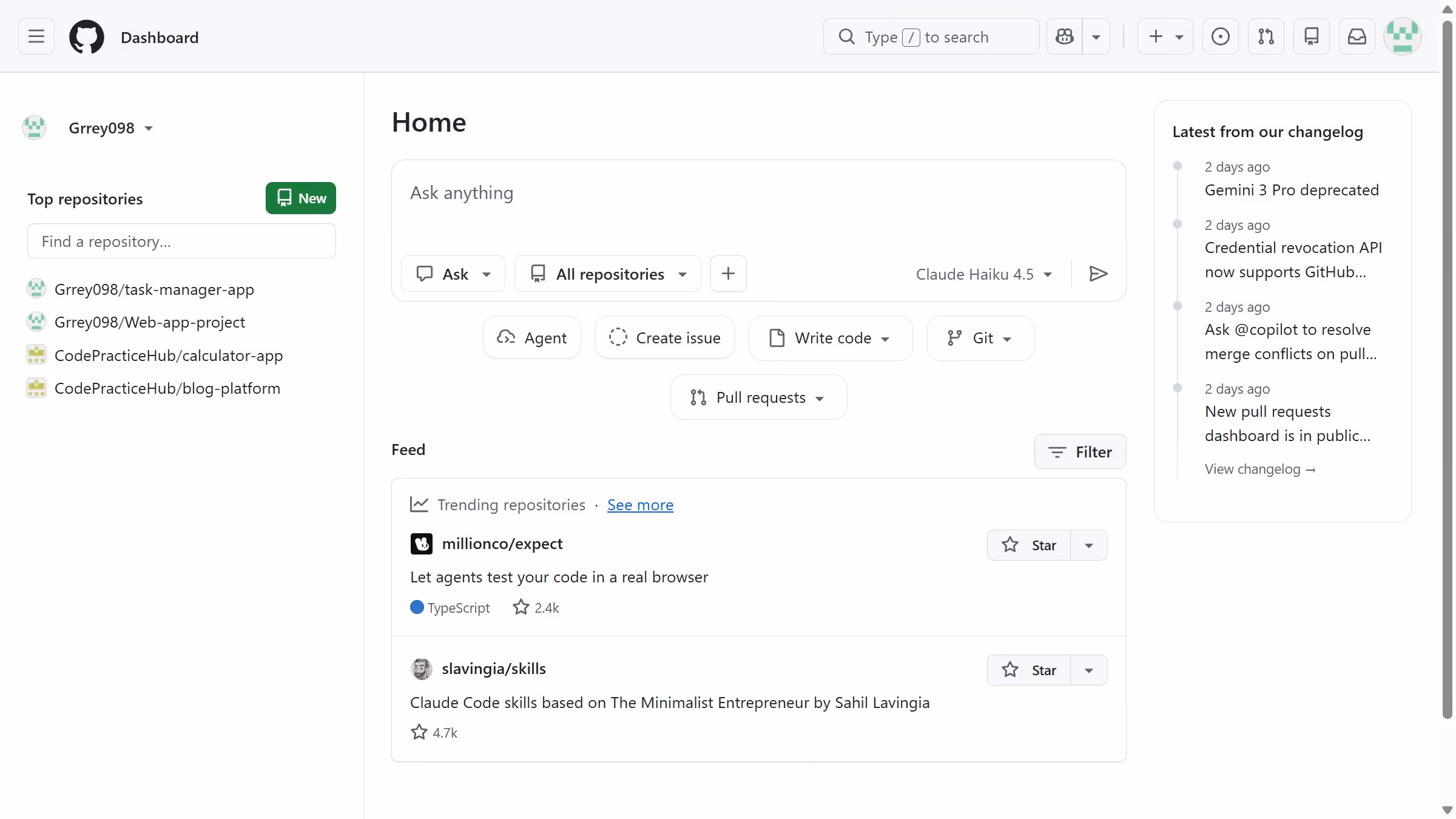 How to create a space in GitHub Copilot