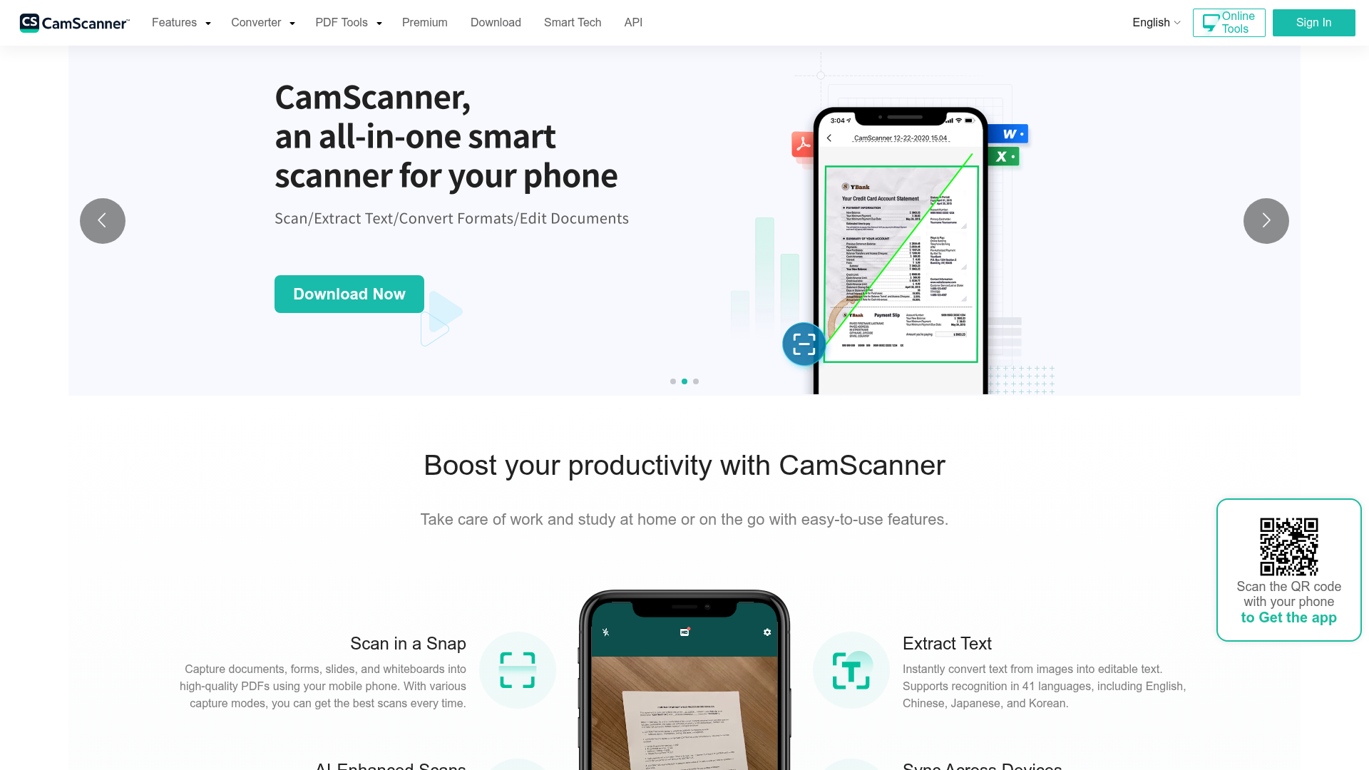 CamScanner homepage