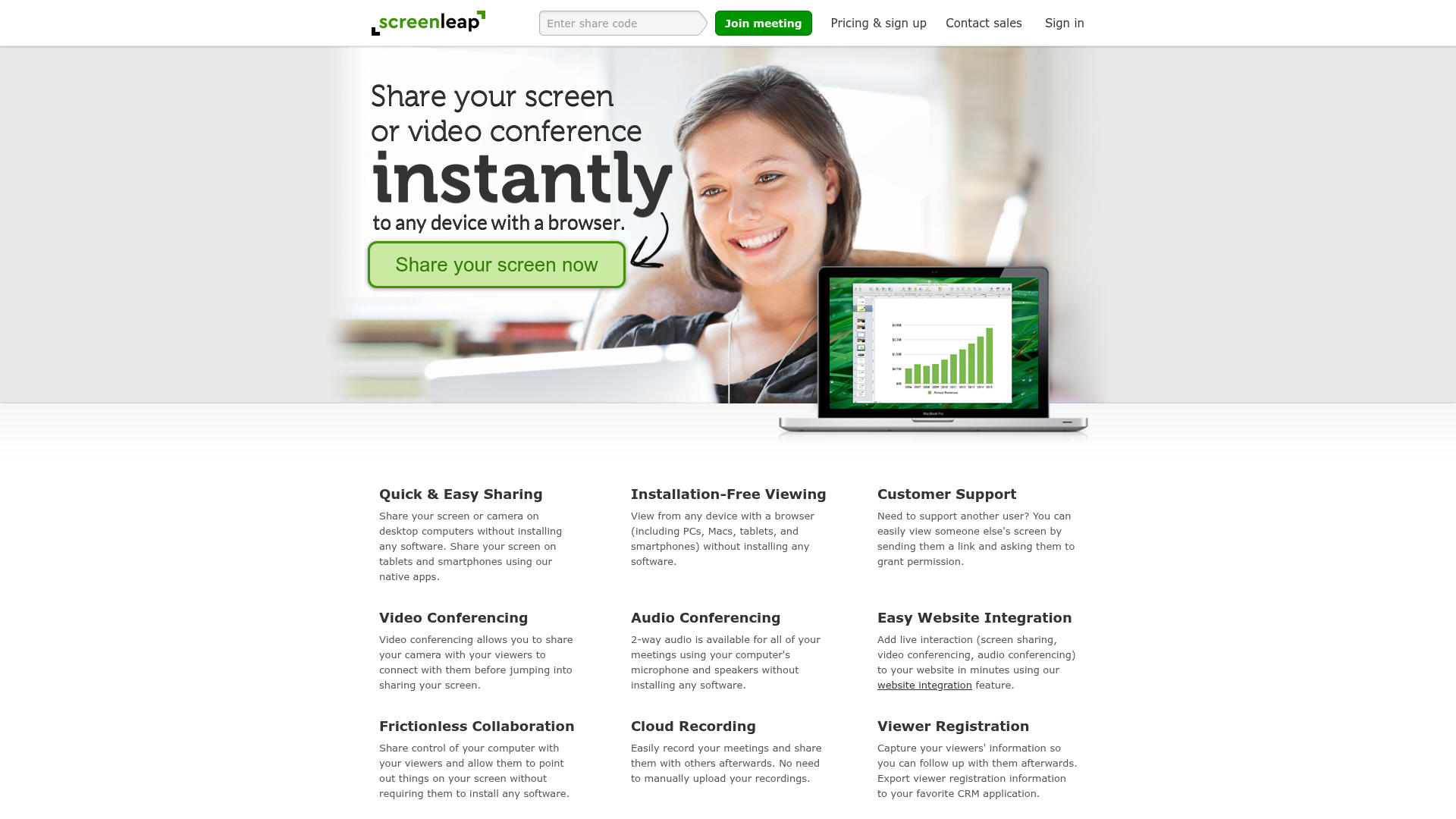 Screenleap homepage