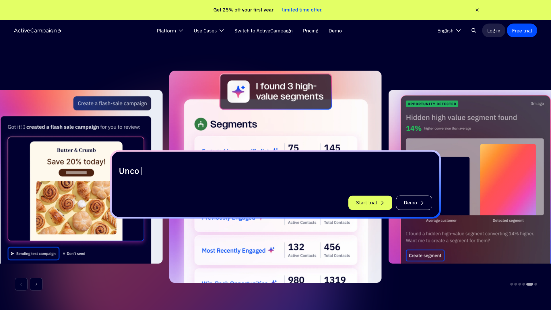 ActiveCampaign homepage