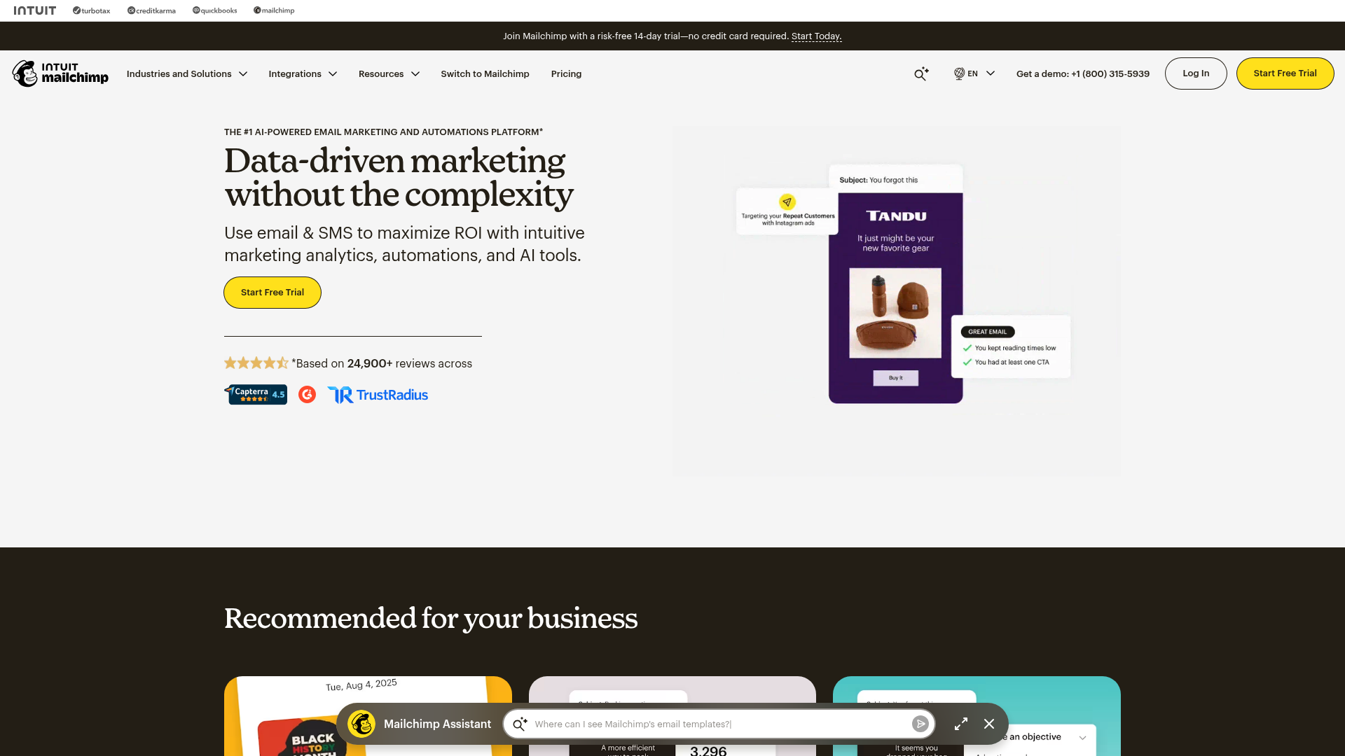 Mailchimp homepage